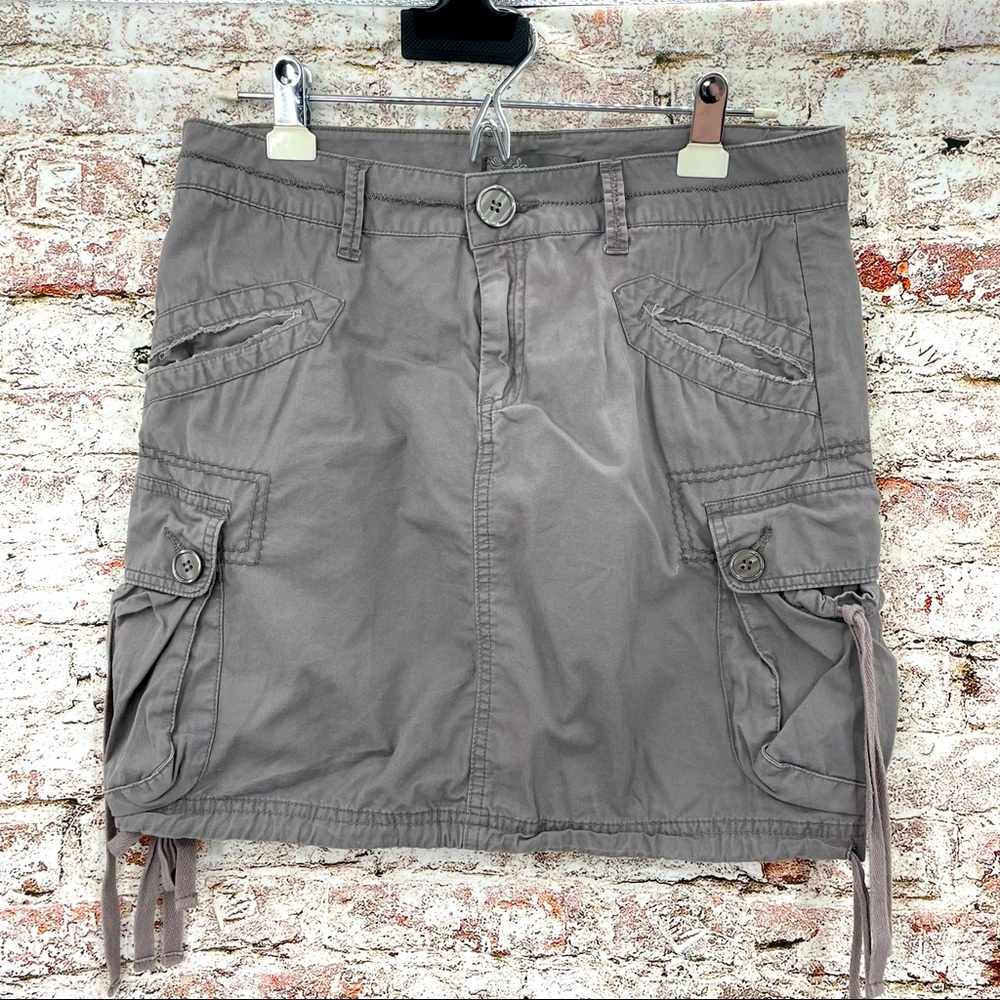 Organic cotton prana jawstring mini skirt hiking safari cargo skirt